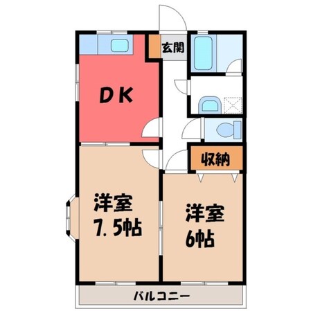 東武宇都宮駅 徒歩21分 2階の物件間取画像